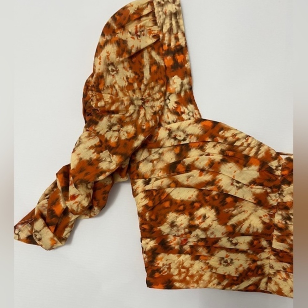 Zara Ruched Floral Crop Top Sz Medium NWT - Picture 4 of 12